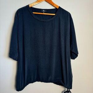 7 For All Mankind Women's 100% Silk Short Sleeve Oversized Top‎ Small Tie Waist